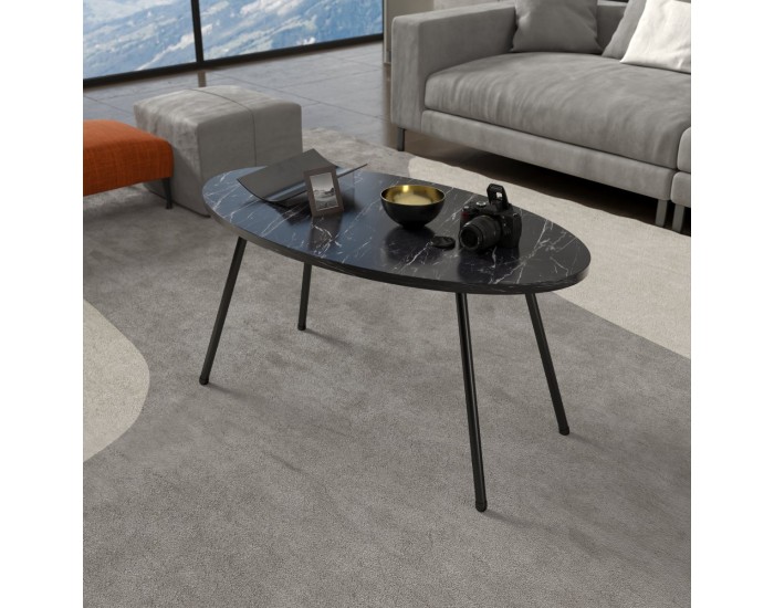 Маса за кафе Skærbæk 43 x 90 x 50 см мрамор, черен []