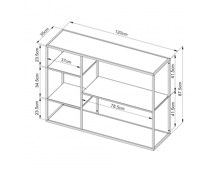 Стоящ рафт Isojoki 120x35x87,5 cm метален черен мат []