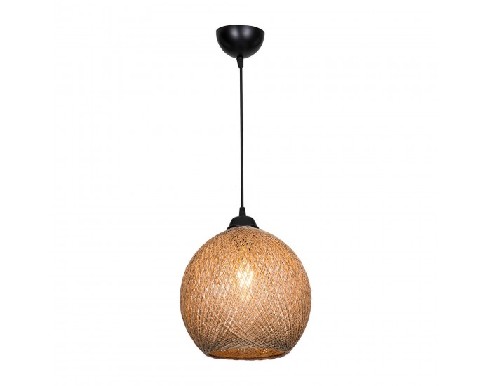 Висяща лампа Lisburn E27 метално въже от юта черно / в цвят юта []