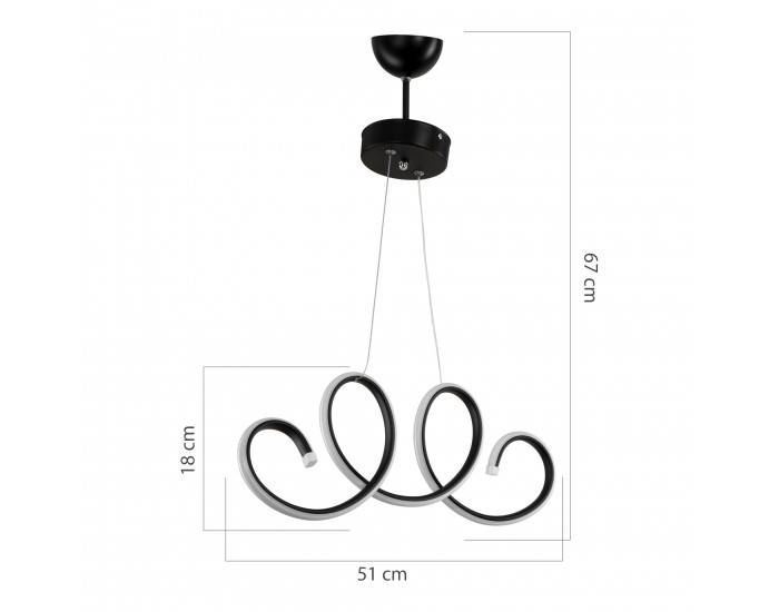 Висяща лампа Durham с 206 светодиода алуминий черно / бяло []