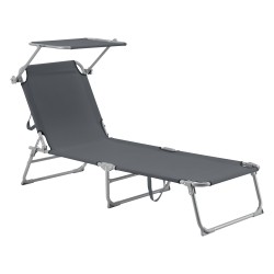 Шезлонг Getaria 189x57x28 см тъмносив [] - Градина