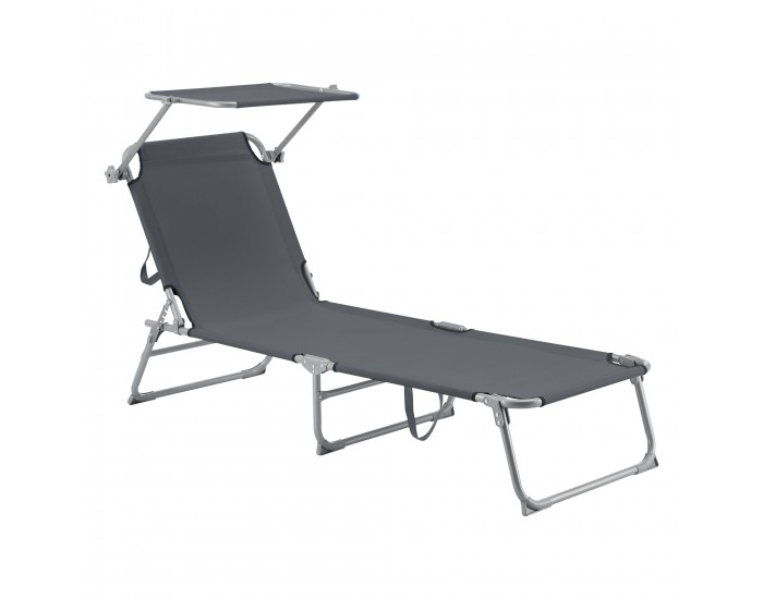 Шезлонг Getaria 189x57x28 см тъмносив []