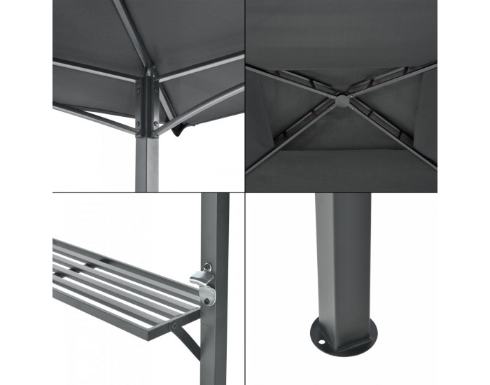 Беседка за барбекю Parga 250x241x151см тъмно сива