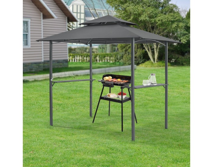 Беседка за барбекю Parga 250x241x151см тъмно сива