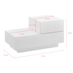Нощно шкафче Sebokeng 38x70x35 см с чекмедже горе вдясно, матово бяло - Холни маси