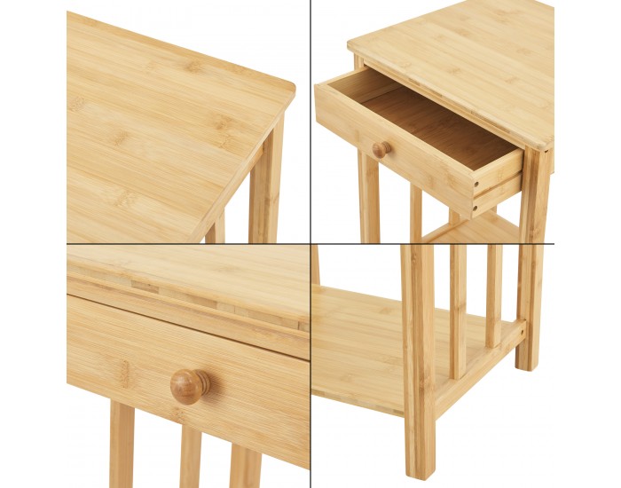 Помощна маса Ranua 51x40x35 см естествен бамбук []
