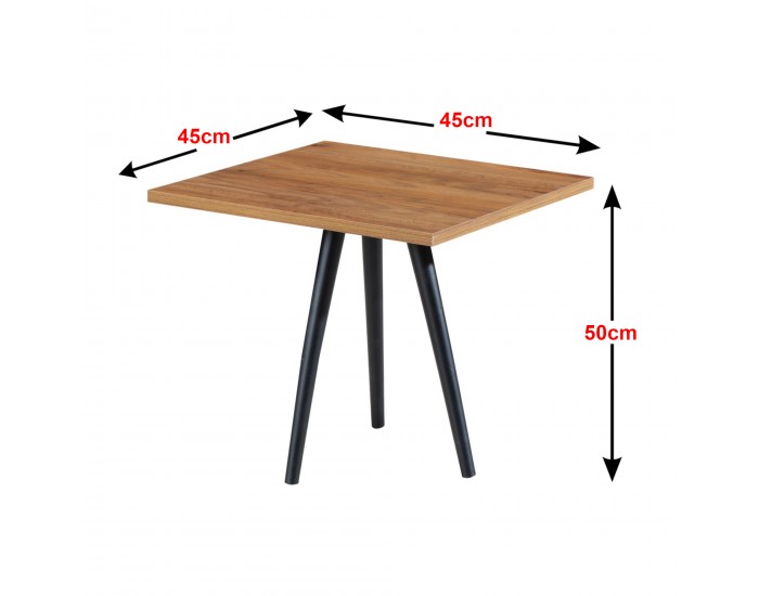 Маса за кафе Ballerup 50 x 45 x 45 см черно / визия на орех []