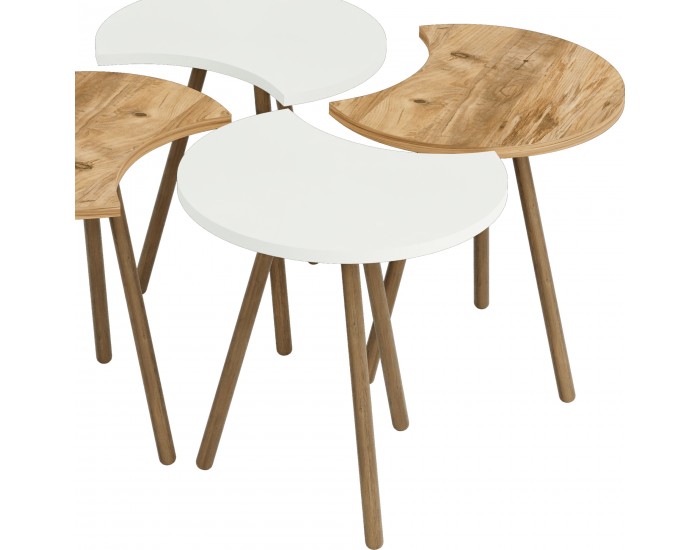 Маса за кафе Højer в комплект от 4 48 x 45 x 32 см бяло/изглед на дърво []