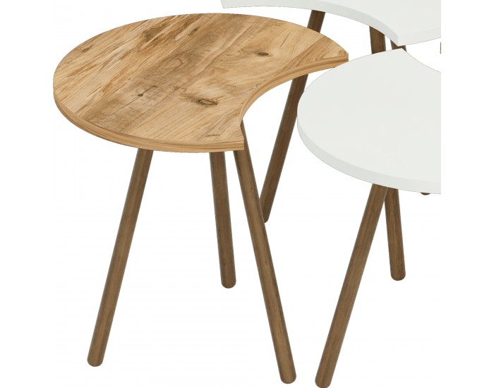 Маса за кафе Højer в комплект от 4 48 x 45 x 32 см бяло/изглед на дърво []