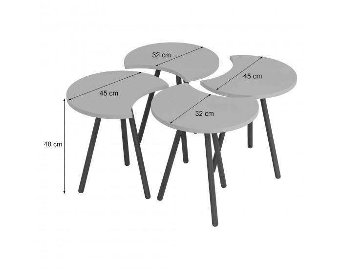 Маса за кафе Højer в комплект от 4 48 x 45 x 32 см бяло/изглед на дърво []