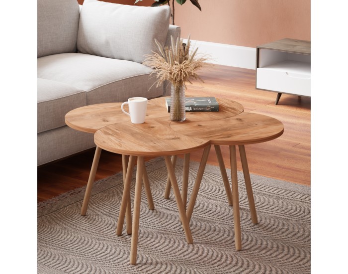 Маса за кафе Højer в комплект от 4 48 x 45 x 32 cm вид дърво []