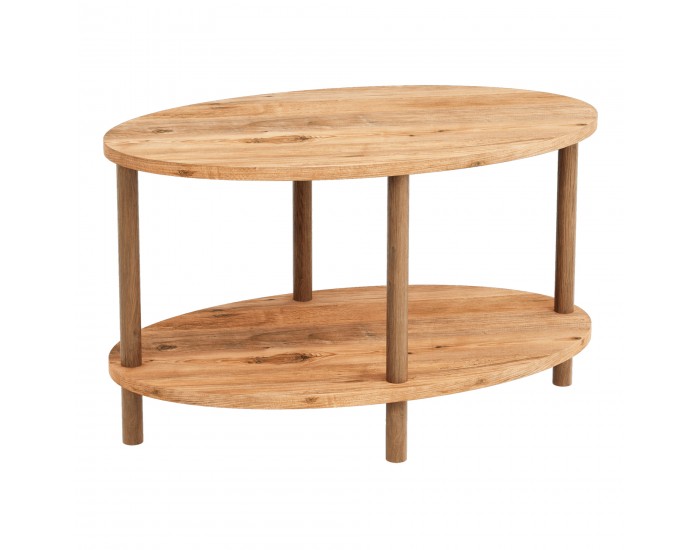 Маса за кафе Højreby с долен рафт 43 x 70 x 44 cm овална визия на дърво []
