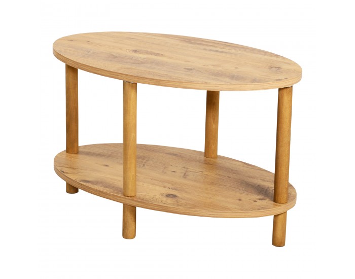Маса за кафе Højreby с долен рафт 43 x 70 x 44 cm овална визия на дърво []