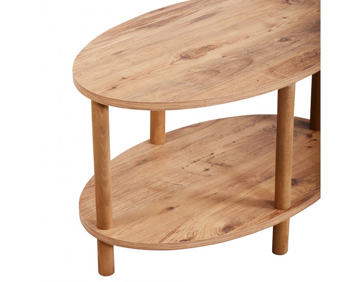 Маса за кафе Højreby с долен рафт 43 x 70 x 44 cm овална визия на дърво []