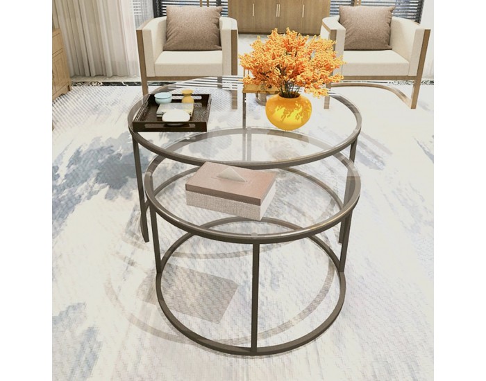 Комплект маса за гнездо Kokkola от 2 прозрачни стъклени []