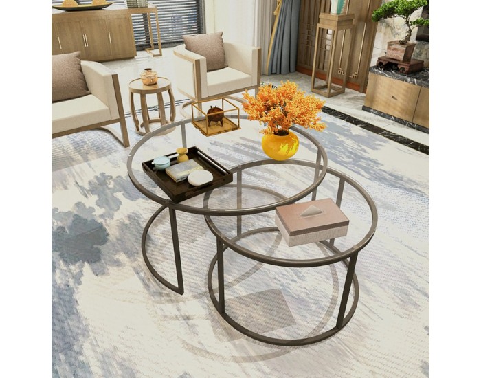 Комплект маса за гнездо Kokkola от 2 прозрачни стъклени []