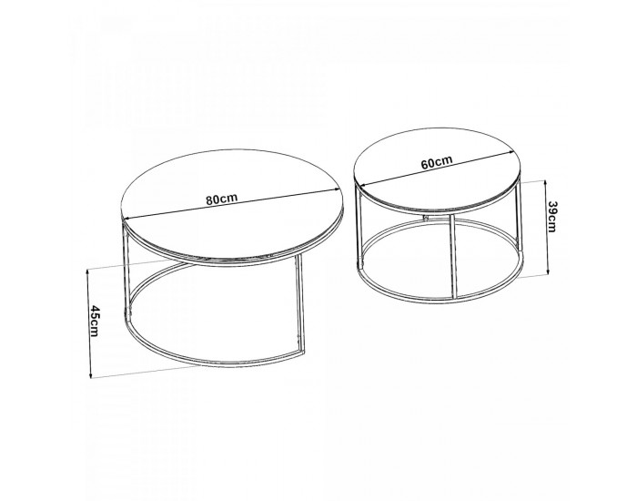 Комплект маса за гнездо Kokkola от 2 прозрачни стъклени []