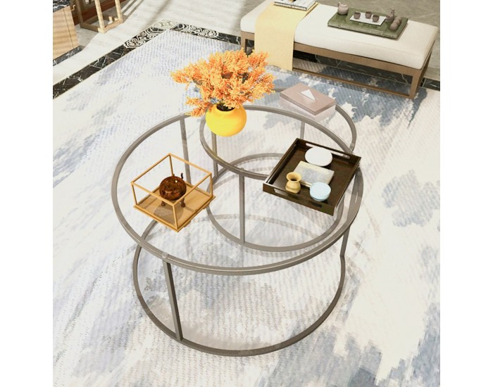 Комплект маса за гнездо Kokkola от 2 прозрачни стъклени []