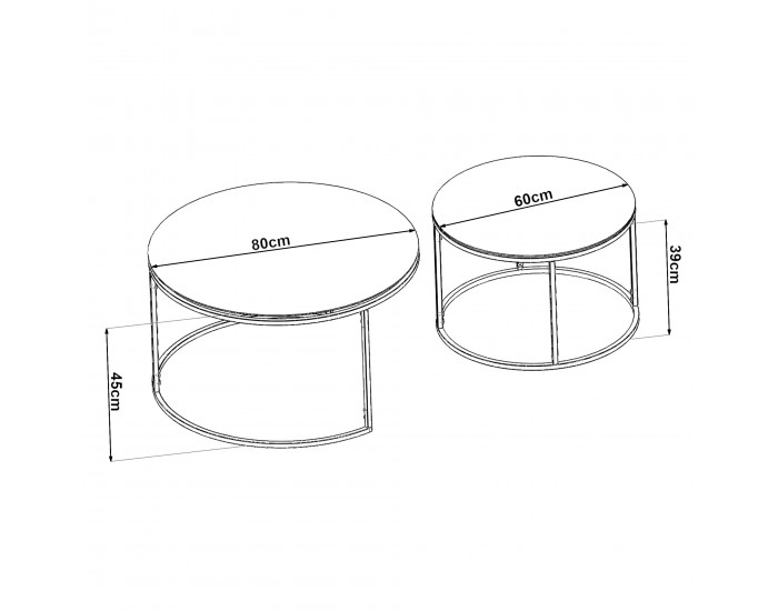 Комплект маса за гнездо Kokkola от 2 опушени стъкла []