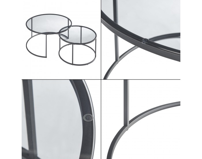 Комплект маса за гнездо Kokkola от 2 опушени стъкла []