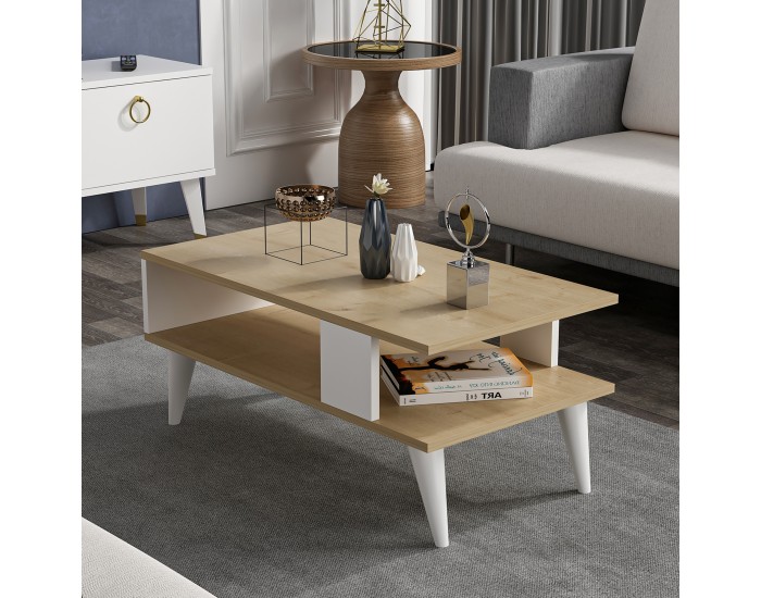 Холна маса Lycksele 40x90x45 см дъб вид / бяло []