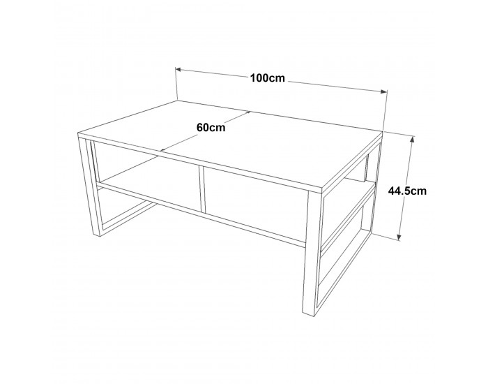 Холна маса Laukaa 100 x 60 x 44,5 см рустик дъб/черен []