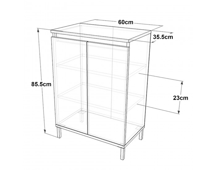 Шкаф за обувки Lieksa с 3 рафта 85,5x60x35,5 см сив дъб []