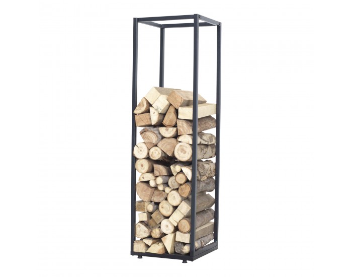 Стелаж за дърва Tornved стомана 35x35x120 см черен []