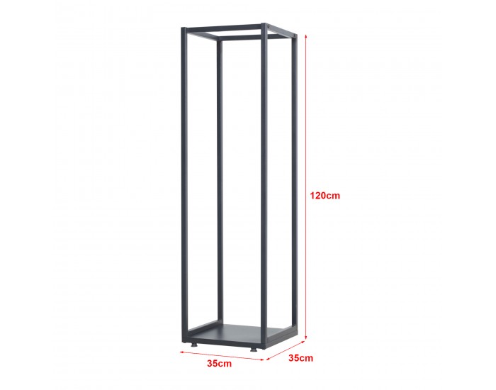 Стелаж за дърва Tornved стомана 35x35x120 см черен []