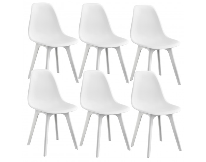 Комплект трапезарни столове Brevik 6 бр. 83x54x48 см бял