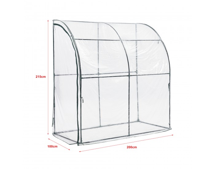 Стенна оранжерия Juta 100x200x215cm PVC фолио прозрачно []