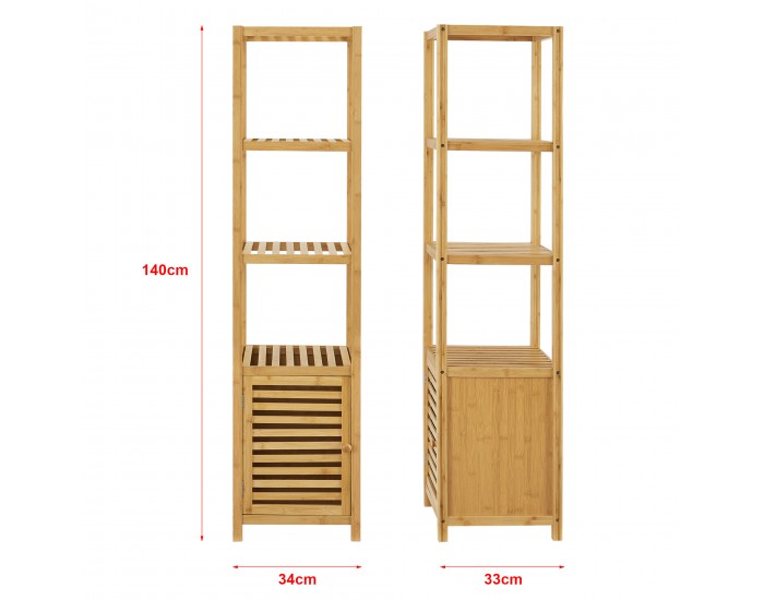 Бамбукова етажерка Liminka Рафт за баня с врата за шкаф 140x34x33см []