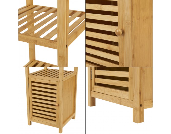 Бамбукова етажерка Liminka Рафт за баня с врата за шкаф 140x34x33см []