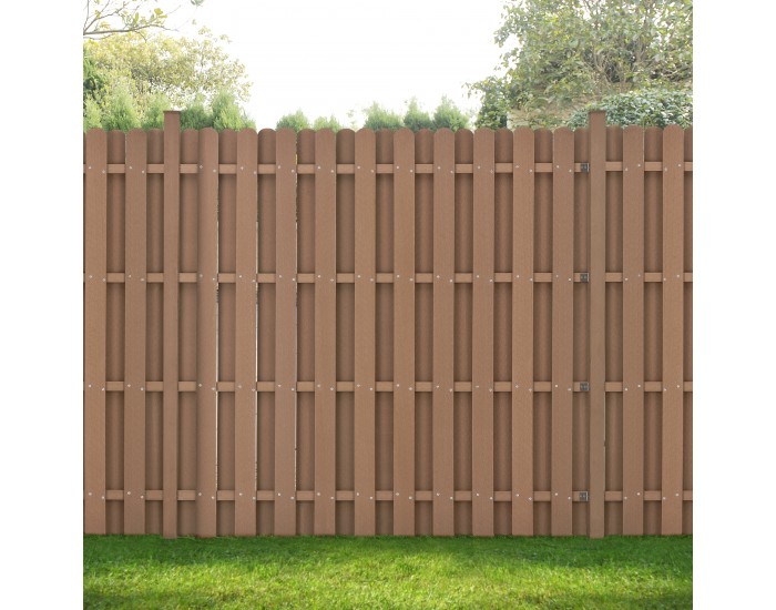 WPC градинска ограда Langero 185x376 см кафяво ново.дърво