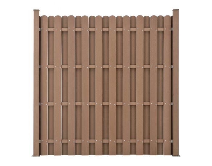 WPC градинска ограда Langero 185x376 см кафяво ново.дърво