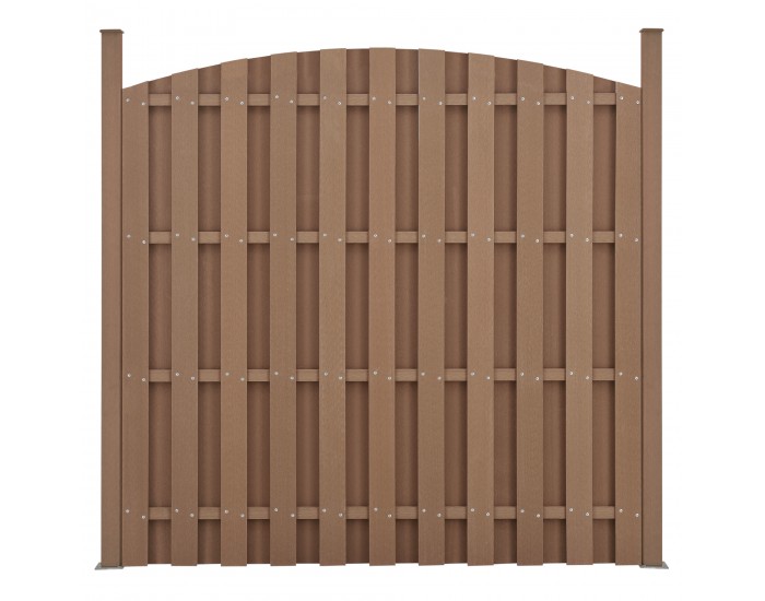 WPC градинска ограда с кръгла арка (165-185)x932 см кафяво [ново.дърво]