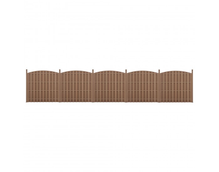 WPC градинска ограда с кръгла арка (165-185)x932 см кафяво [ново.дърво]