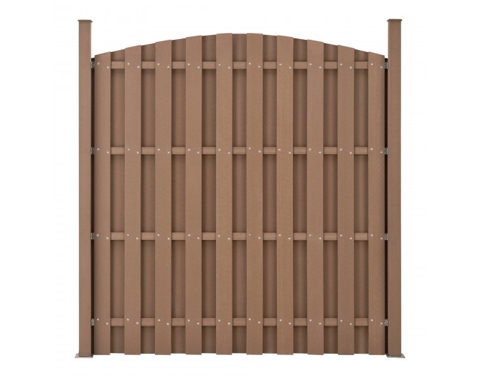 WPC градинска ограда с кръгла арка (165-185)x747 см кафяво [ново.дърво]