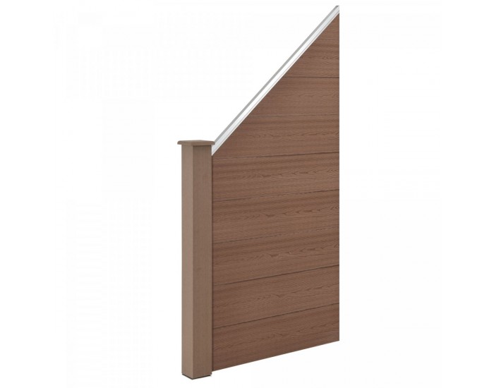 WPC градинска ограда със скосен елемент 183x799 см кафяв [neu.holz]