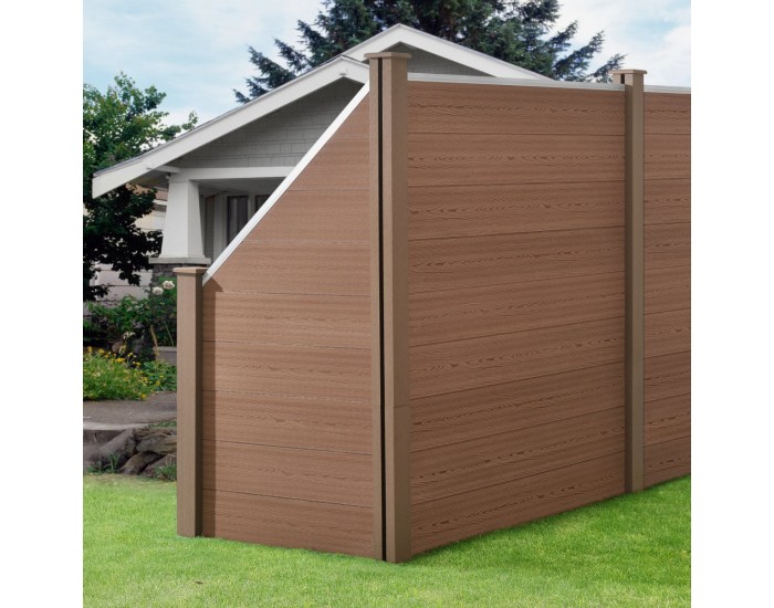 WPC градинска ограда със скосен елемент 183x799 см кафяв [neu.holz]
