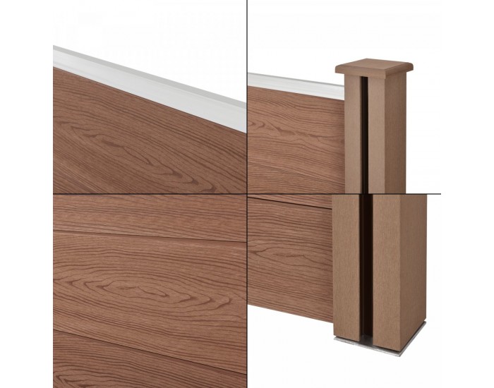 WPC градинска ограда със скосен елемент 183x799 см кафяв [neu.holz]