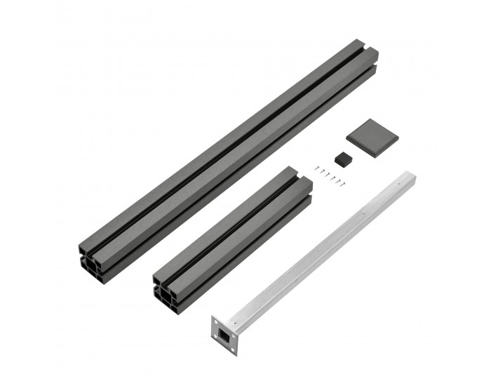 Градинска ограда Getafe WPC със стълбове 183x879 см сиво ново.дърво