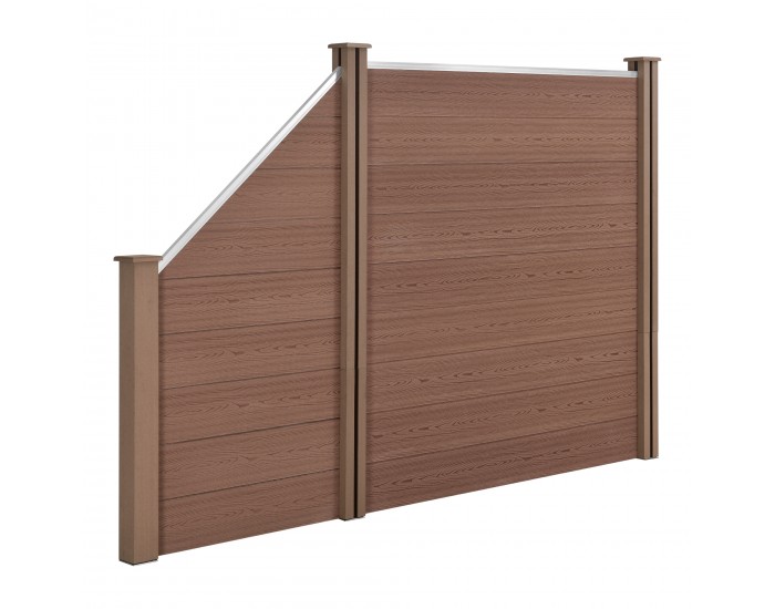 WPC градинска ограда със скосен елемент 183x277 см кафяв [neu.holz]