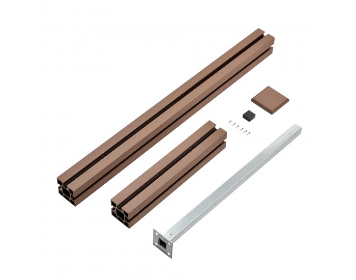 WPC градинска ограда със скосен елемент 183x277 см кафяв [neu.holz]