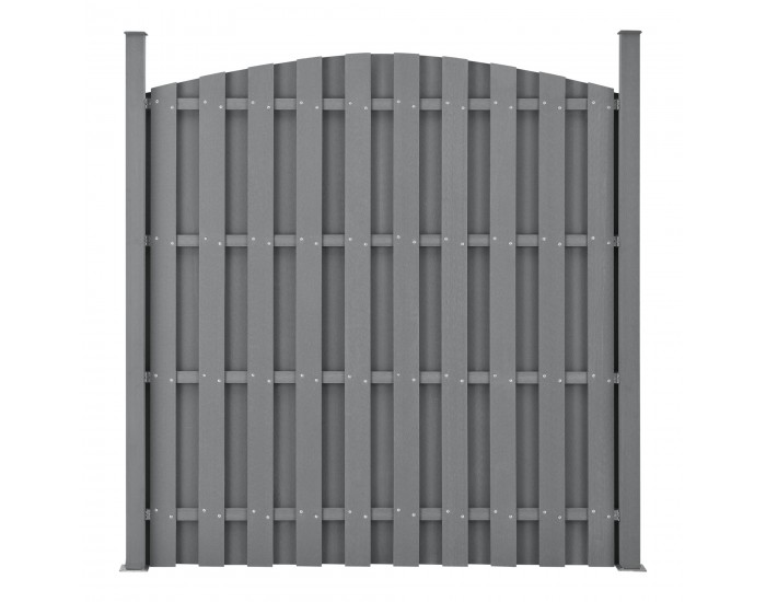 WPC градинска ограда 185x193 см кръгла сива нова.дърво