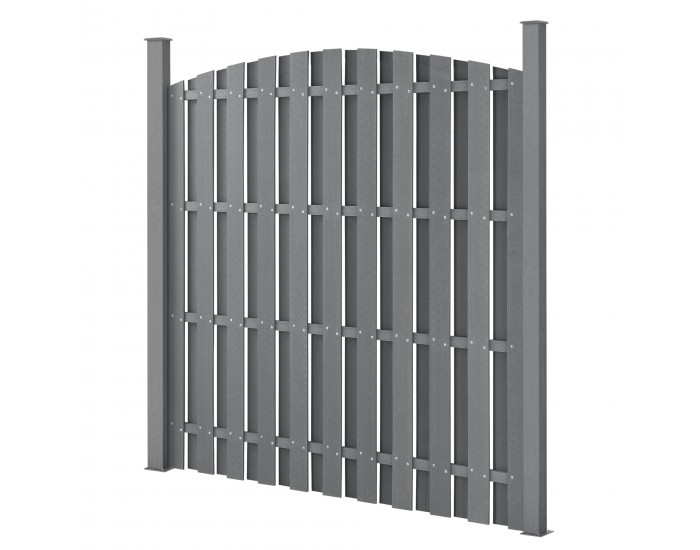 WPC градинска ограда 185x193 см кръгла сива нова.дърво