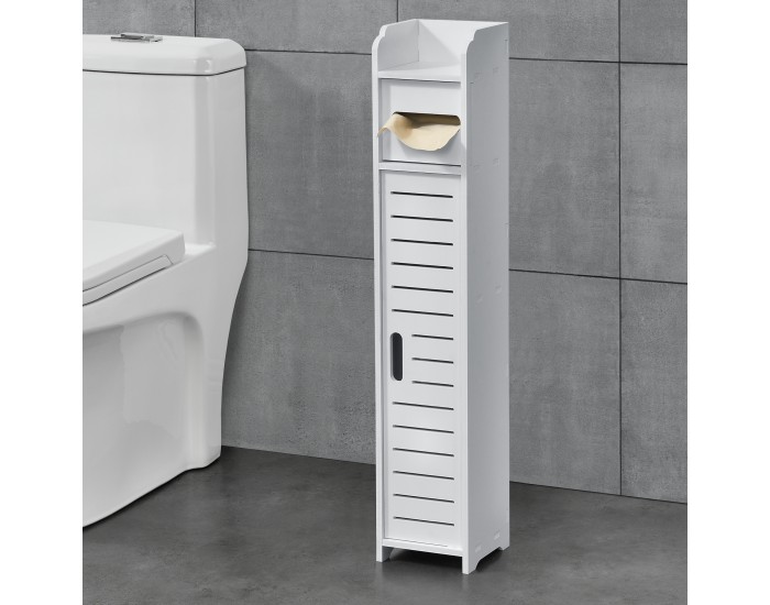 Поставка за тоалетна хартия Leoben 80x15x15 см шкаф WPC бял []