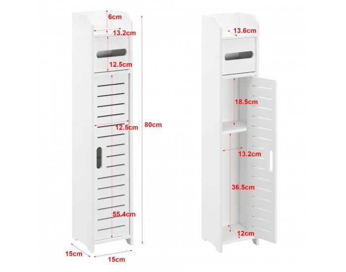 Поставка за тоалетна хартия Leoben 80x15x15 см шкаф WPC бял []