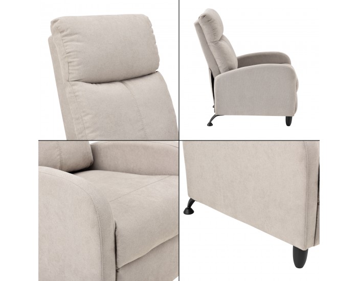 Тапицирано кресло Bregenz 102x60x92 см с регулируема облегалка от кафяв текстил