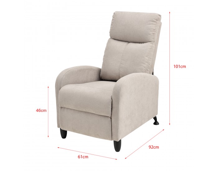 Тапицирано кресло Bregenz 102x60x92 см с регулируема облегалка от кафяв текстил